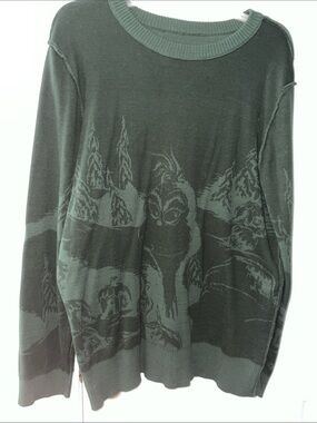 Dark Green Graphic Holiday Sweater